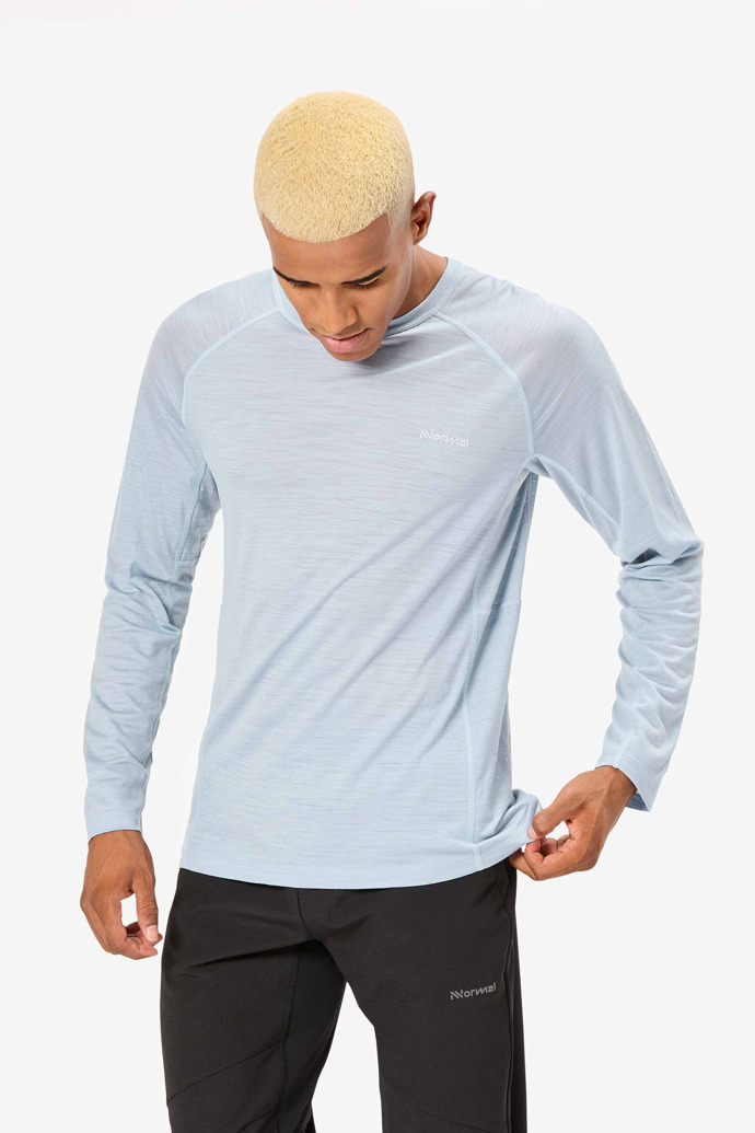Men's Merino Long Sleeve T-shirt Blue Men's blue merino long-sleeved t-shirt